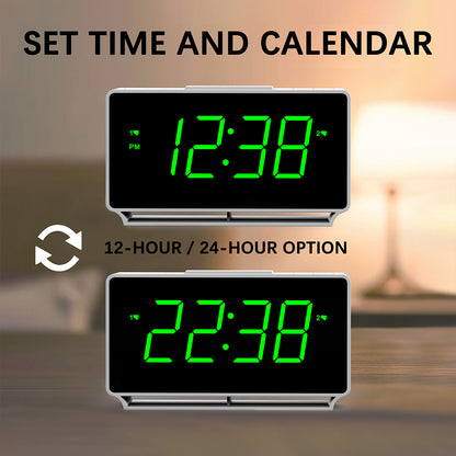 Alarm Clock, Dual Alarms with Temperature Display, Snooze,12/24Hr, Night Light and Adjustable Volume, Dimmable, Battery Backup, Portable Small LED Clocks for Bedroom iTOMA222