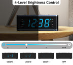 Bedroom Digital Alarm clock with FM radio, Bluetooth, Dimmable LED display screen, sleep timer, adjustable volume, dual alarm clock with on/off button, bedside alarm clock for adults, the elderly and children iTOMA 515