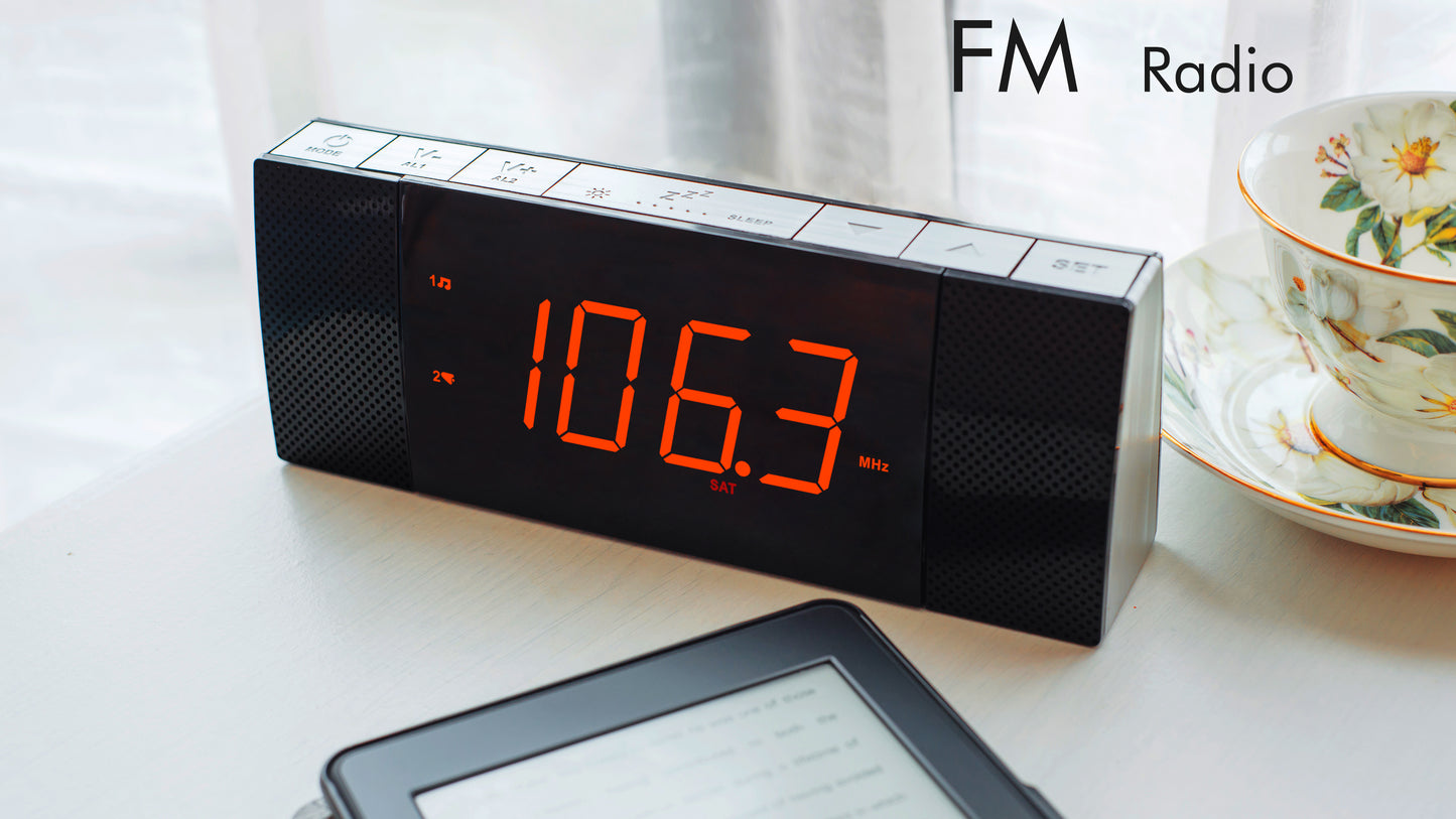 Alarm Clocks Radio with wireless connection, FM Radio, Dual Alarm with Snooze, USB Charging, Auto and Manual Dimmer, Clock for Bedside iTOMA 503