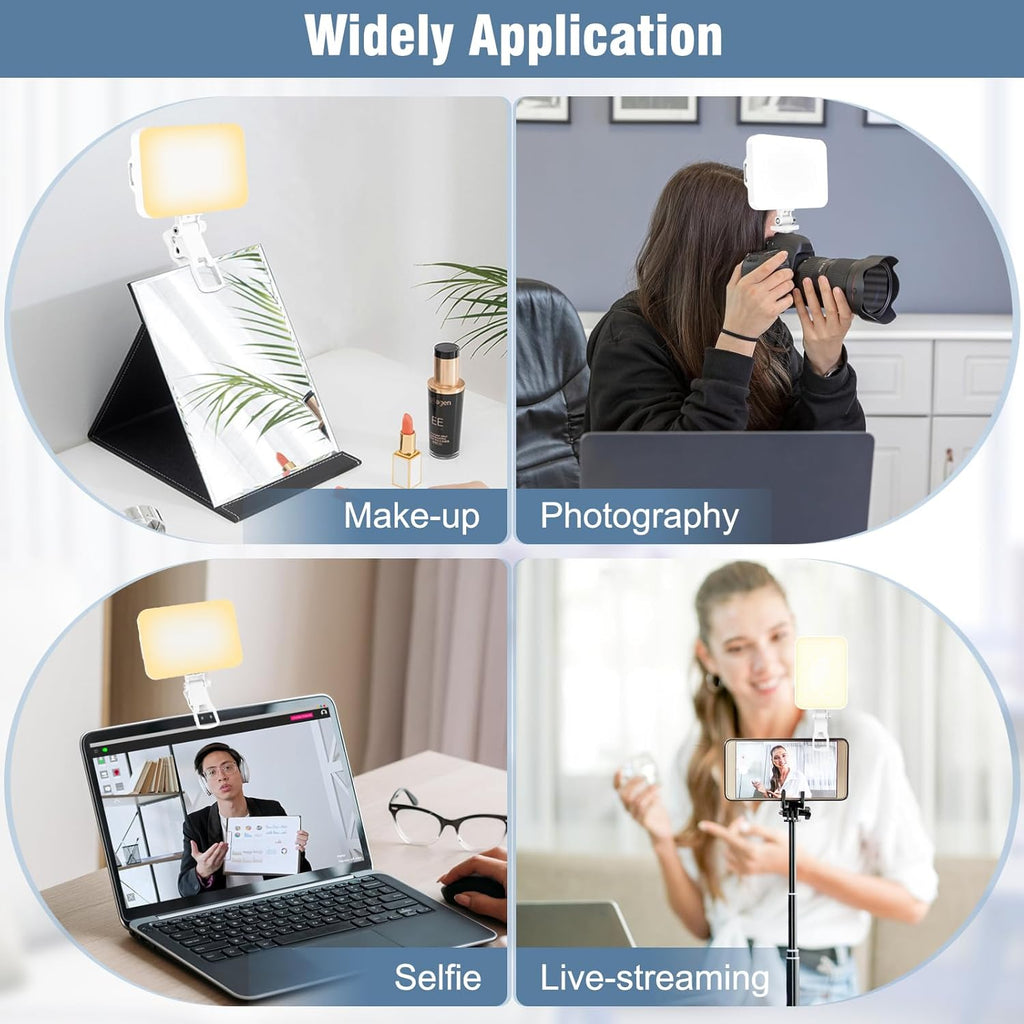 ALTSON 60 LED Portable Selfie Light Video Conference Lighting with Clip & Camera Tripod Adapter Rechargeable 2200mAh CRI 97+, 9 Light Modes for Phone iPhone Webcam Laptop Photo Makeup