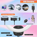 ALTSON 14'' Selfie Ring Light with 63'' Tripod Stand & Phone Holder, Dimmable LED Phone Ring Light for Video Recording/Live Streaming/Makeup/YouTube/TikTok, Circle Light with Remote for Phone&Camera