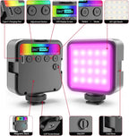 Altson Magnetic RGB Led Video Light LED Camera Light 360° Full Color Portable Photography Lighting Whit 3 Cold Shoe，，2000mAh Rechargeable CRI 96+/2500-9900K/13 Scene (Black)