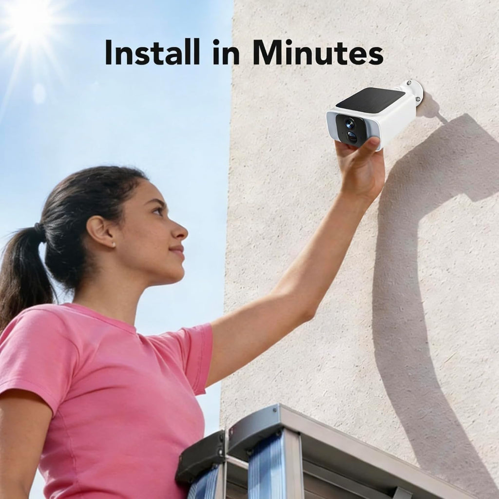 GNCC Solar Security Camera Outdoor, 2.4 & 5GHz WiFi Outdoor Security Camera 4MP Solar Powered WiFi Camera with Color Night Vision, Spotlight, PIR Motion Detection, Easy to Install, SD/Cloud Storage