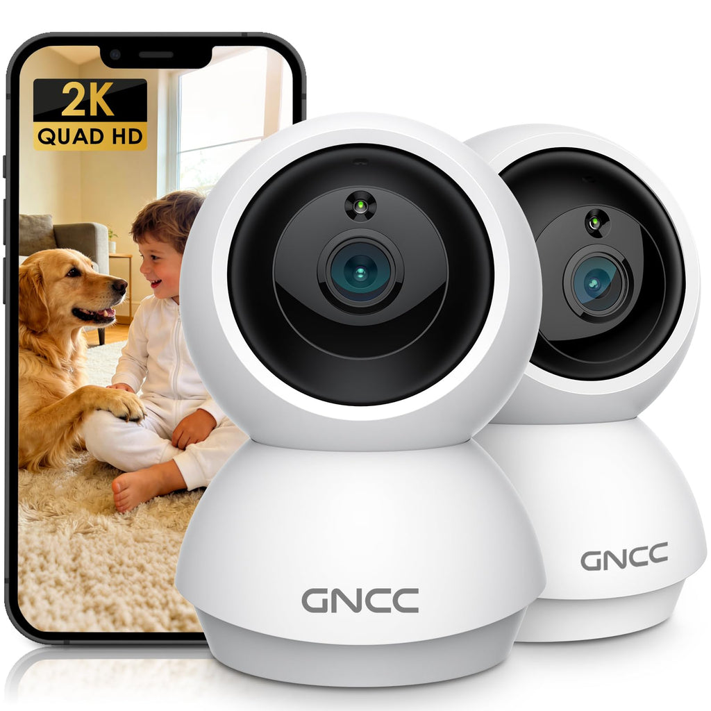 GNCC 2K Cameras for Home Security-2.4/5Ghz WiFi Indoor Camera with 360° Motion Detection for Pet/Baby/Nanny/Dog 2-Way Audio, Night Vision, 24/7 SD Card Storage, Cloud Storage, Works with Alexa, 4 Pcs