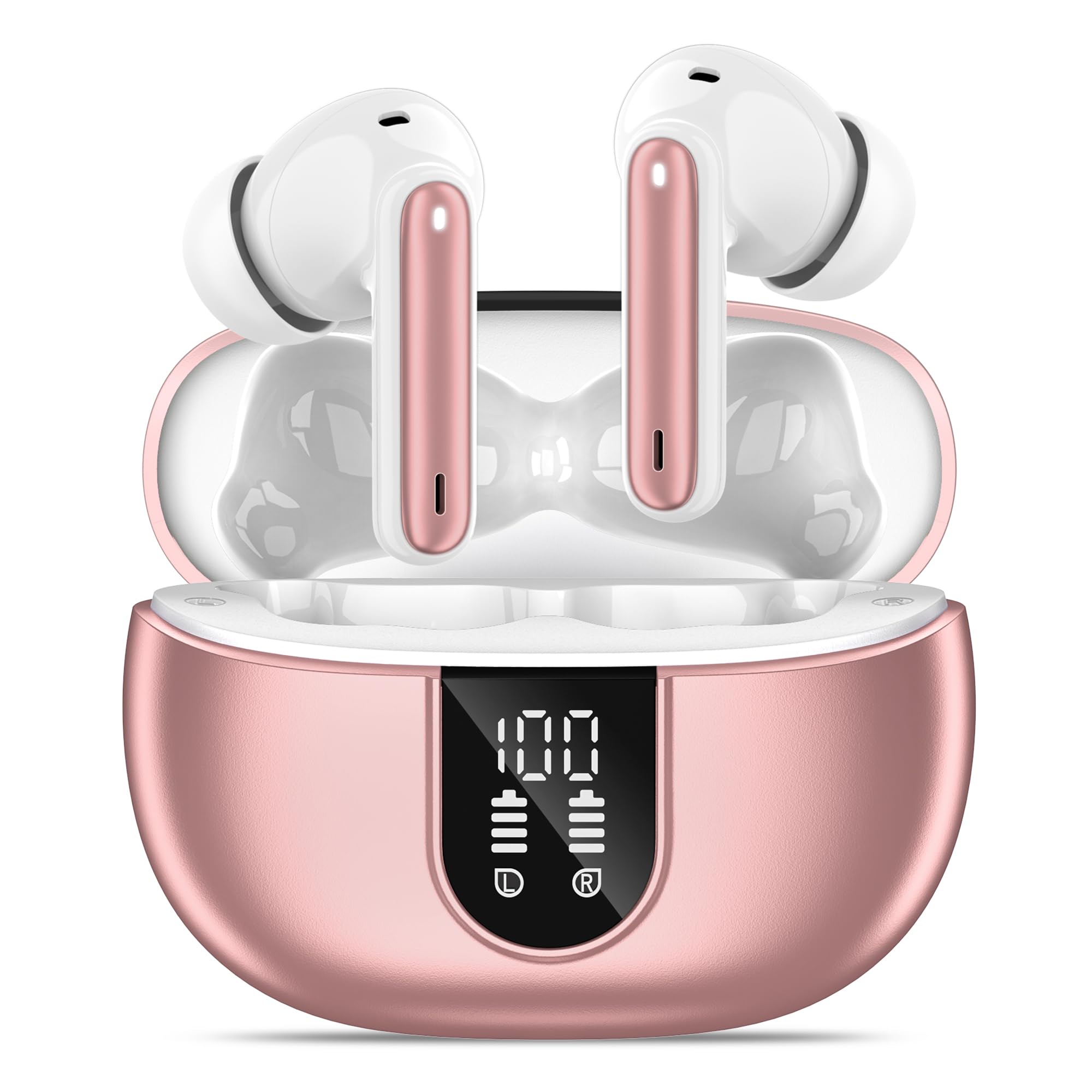 Wireless Earbuds, Bluetooth 5.3 Headphones 40Hrs Playtime Deep Bass Stereo in-Ear Earbud, LED Power Display, Call Noise Canceling Headphones with Mic, IP7 Waterproof Earphones for iPhone Android