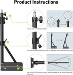 Ring Light Mount - Wall Mount Triangle Boom Arm， 4.3ft/130cm Wall Stand Tirpod Support 180°Flexible Rotation for Studio Video Light, Monolight, Photography, Softbox, Reflector (4.3Ft)