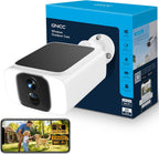 GNCC Solar Security Camera Outdoor, 2.4 & 5GHz WiFi Outdoor Security Camera 4MP Solar Powered WiFi Camera with Color Night Vision, Spotlight, PIR Motion Detection, Easy to Install, SD/Cloud Storage