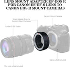 EF-EOS R Auto Focus Lens Mount Adapter, Compatible with Canon EF/EF-S Lenses for EOS R, R3, R5, R6, R7, R8, RP, R50, R100 Mirrorless Cameras