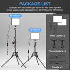 ALTSON 2 Packs Video Light Kit, LED Studio Light, 2700-6500K Dimmable Photography Lighting Kit with Tripod Stand&Phone Holder, 12" Rotating Streaming Light for Video Recording, Game Streaming, YouTube