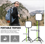ALTSON 3 Pack LED Video Panel Light, 2500-8500K Dimmable Studio Lights with Tripod Stand & Phone Holder, 78" Photography Lighting Kit for Video Recording, Game Streaming, Photography, Tiktok, YouTube