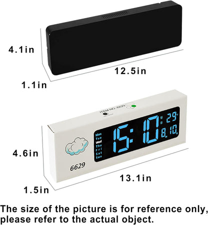 Digital Wall Clock, 13 Inch Large Display LED Wall Clock for Living Room Decor, Alarm Clock, Timer, 12/24H, Automatic Brightness Dimmer Large Clock with Day/Date/Temperature (13 Inches)