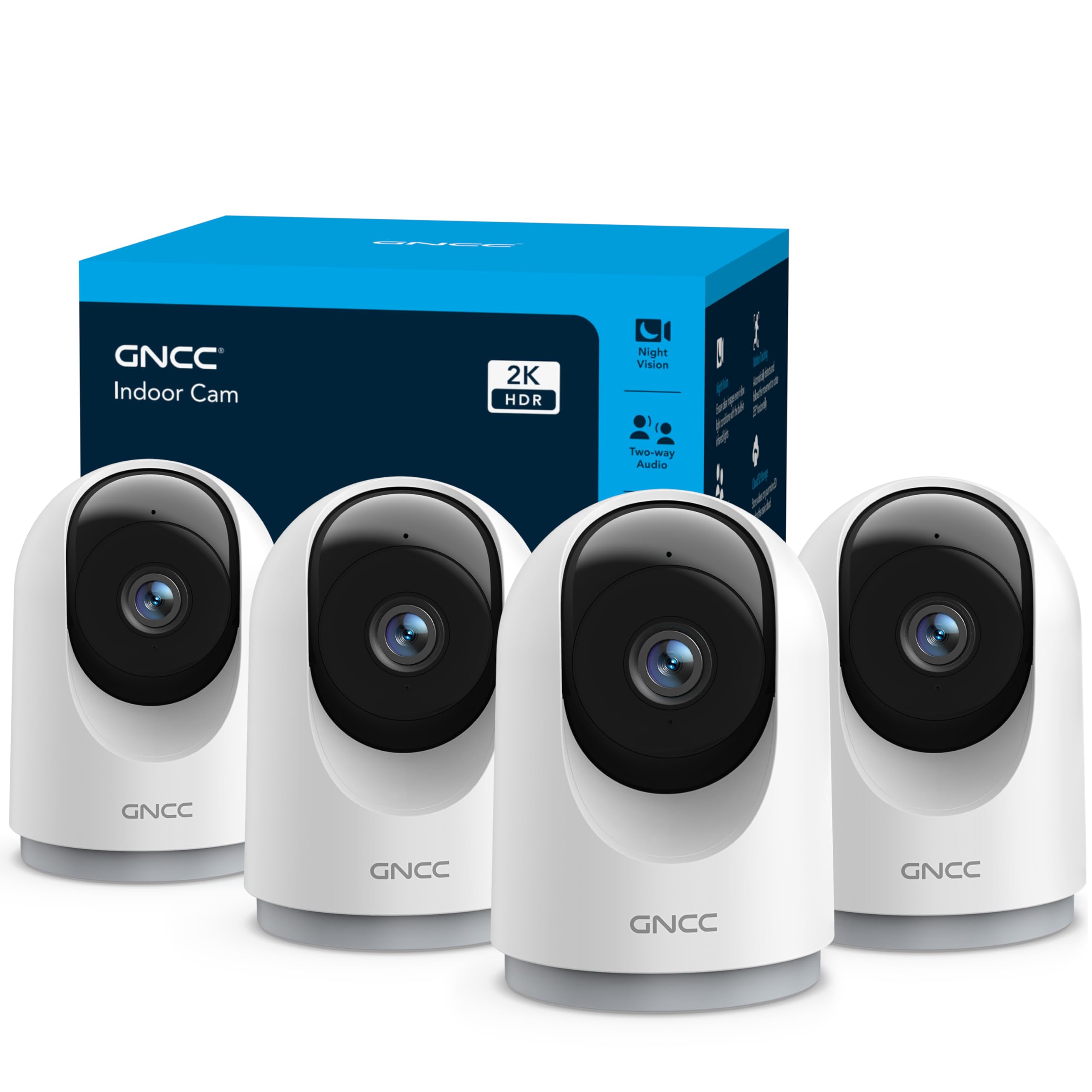 GNCC Indoor Security Camera, 2K Cameras for Home Security with Motion Detection, Baby/Pet Camera with Phone App, Night Vision, 2-Way Audio, TF/Cloud Storage, Works with Alexa & Google Home, 2.4G WiFi