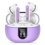 Wireless Earbuds, Bluetooth 5.3 Headphones 40Hrs Playtime Deep Bass Stereo, LED Power Display, Call Noise Canceling Headphones with Mic, IP7 Waterproof Earphones for iOS Android Purple