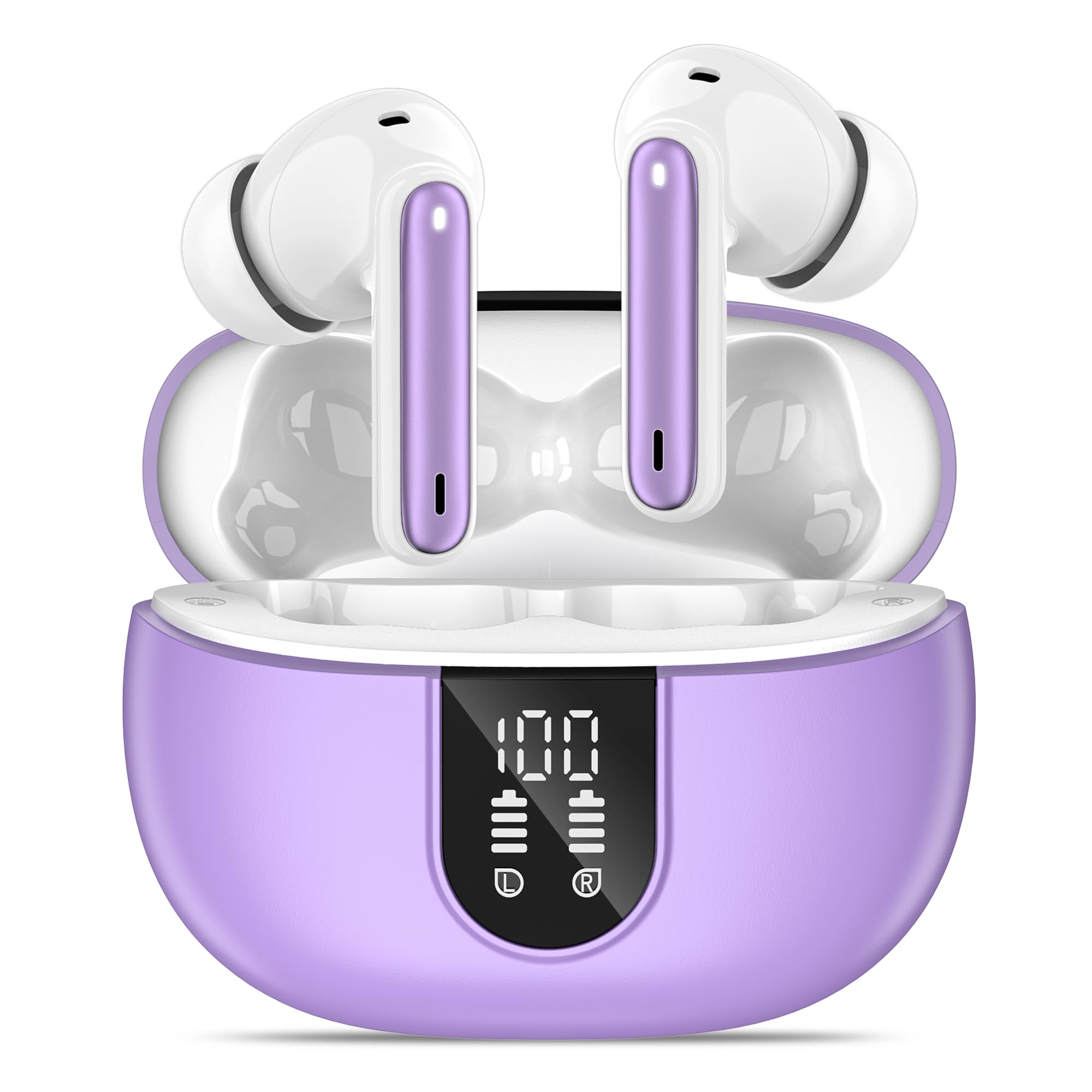 Wireless Earbuds, Bluetooth 5.3 Headphones 40Hrs Playtime Deep Bass Stereo in-Ear Earbud, LED Power Display, Call Noise Canceling Headphones with Mic, IP7 Waterproof Earphones for iPhone Android