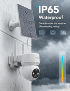 GNCC Solar Security Cameras Wireless Outdoor 2.4G WiFi, 360° View, Solar/Battery Powered, AI Human Detection, Color Night Vision, 2-Way Audio, Spotlight Siren Alarm, IP65 Waterproof, SD/Cloud Storage