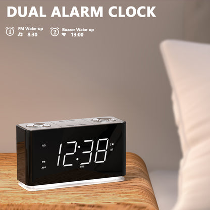 Clock Radio,Alarm Clock with wireless conncetion,Large LED Display, FM Radio, Dual Alarm, USB Charging Port, Night Light, Auto & Manual Dimmer, Snooze, Sleep Timer iTOMA 507A