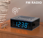 Bedroom Digital Alarm clock with FM radio, Bluetooth, Dimmable LED display screen, sleep timer, adjustable volume, dual alarm clock with on/off button, bedside alarm clock for adults, the elderly and children iTOMA 515