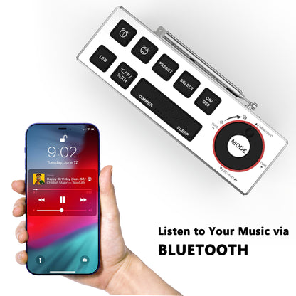 DAB+＆FM Radio, Clock Radio with Bluetooth, 40 Presets, Earphone, Dual Alarm with Snooze and Sleep Timer, Two Charging Port, Dimmable, Temperature & Humidity, LED Display Alarm Clock for Bedroom iTOMA 508D