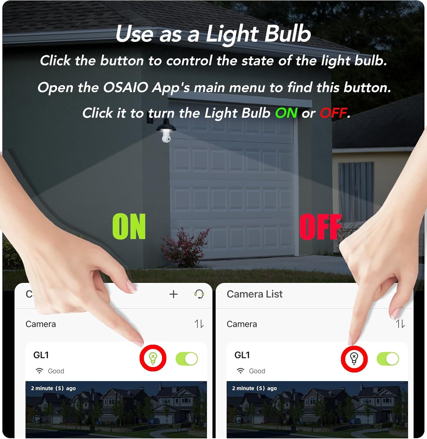 GNCC 2K Light Bulb Security Camera, 2.4GHz Only, 355° Wireless Outdoor Camera, Full-Color Night Vision, Motion Detection, Easy Install, Local & Cloud Storage Requires Subscription (1-Pack, White)