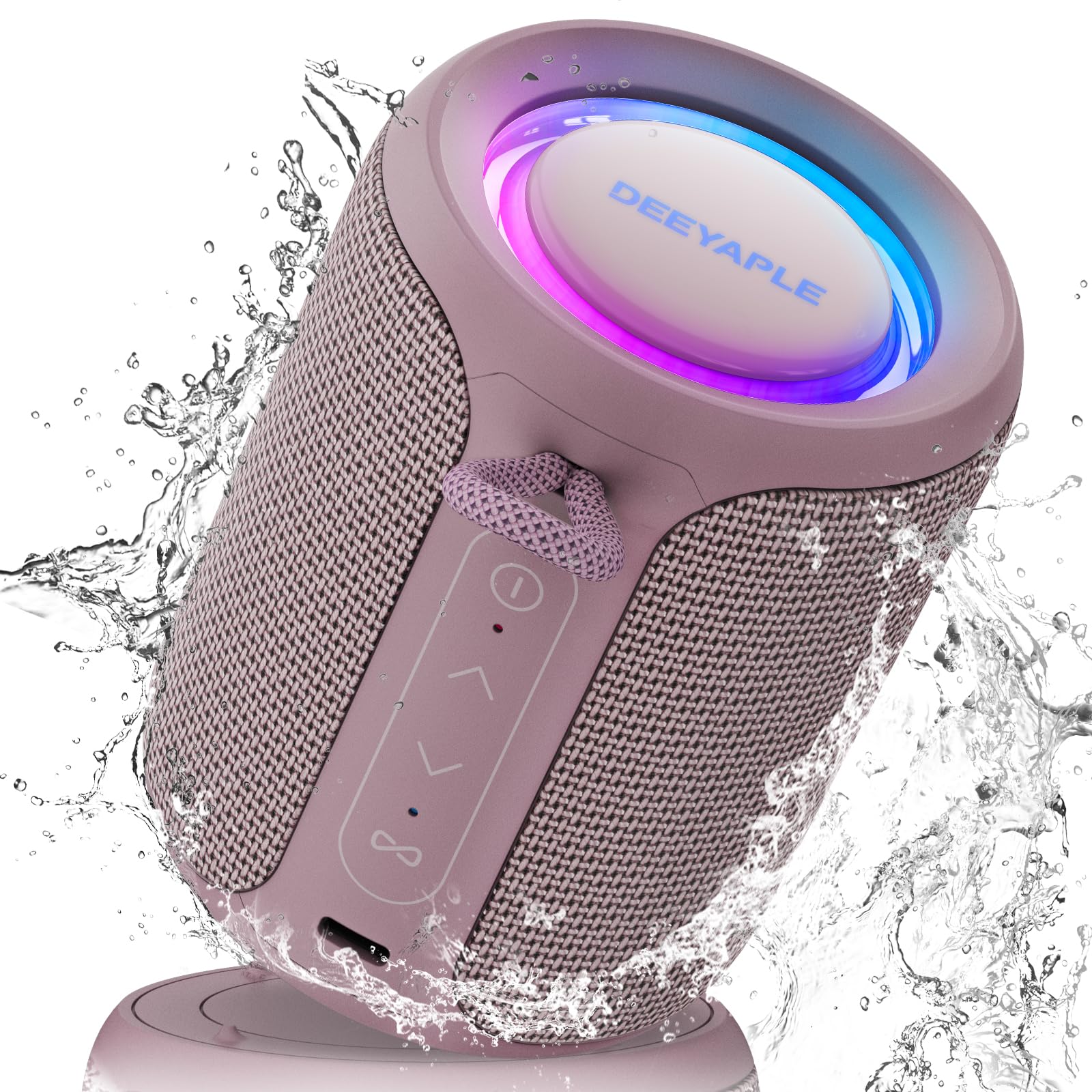 Bluetooth Speaker Wireless,IP67 Waterproof & Dustproof Portable Speaker with Lights,15W Loud Stereo Sound, 2500mAh Battery All Day Playtime, TWS Pairing, BT5.3, Home/Party/Outdoor/Beach (Blue)