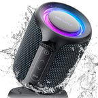 Bluetooth Speaker Wireless,IP67 Waterproof & Dustproof Portable Speaker with Lights,15W Loud Stereo Sound, 2500mAh Battery All Day Playtime, TWS Pairing, BT5.3, Home/Party/Outdoor/Beach (Blue)