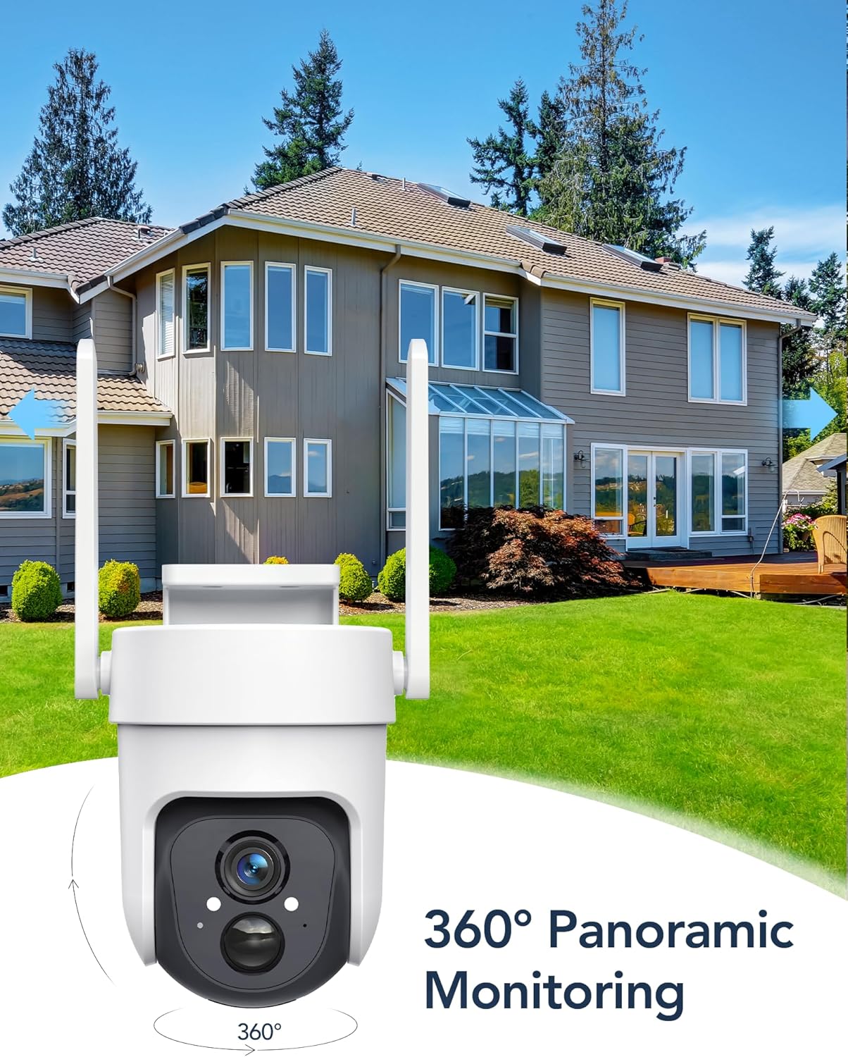 4G LTE Solar Security Camera Wireless Outdoor - SIM Card Included, No WiFi Needed, 9000mAh Battery, 2K Color Night Vision, 360° PTZ View, Off-Grid Home Security for Remote Farm, Ranch, and Job Site