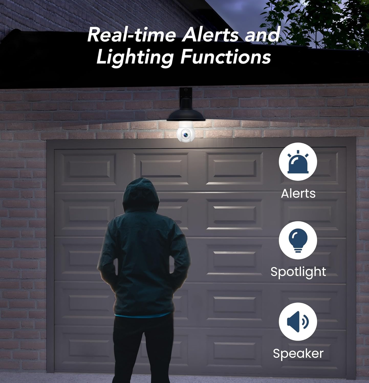 GNCC 2K Light Bulb Security Camera, 2.4GHz Only, 355° Wireless Outdoor Camera, Full-Color Night Vision, Motion Detection, Easy Install, Local & Cloud Storage Requires Subscription (1-Pack, White)