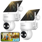 GNCC Solar Security Cameras Wireless Outdoor 2.4G WiFi, 360° View, Solar/Battery Powered, AI Human Detection, Color Night Vision, 2-Way Audio, Spotlight Siren Alarm, IP65 Waterproof, SD/Cloud Storage