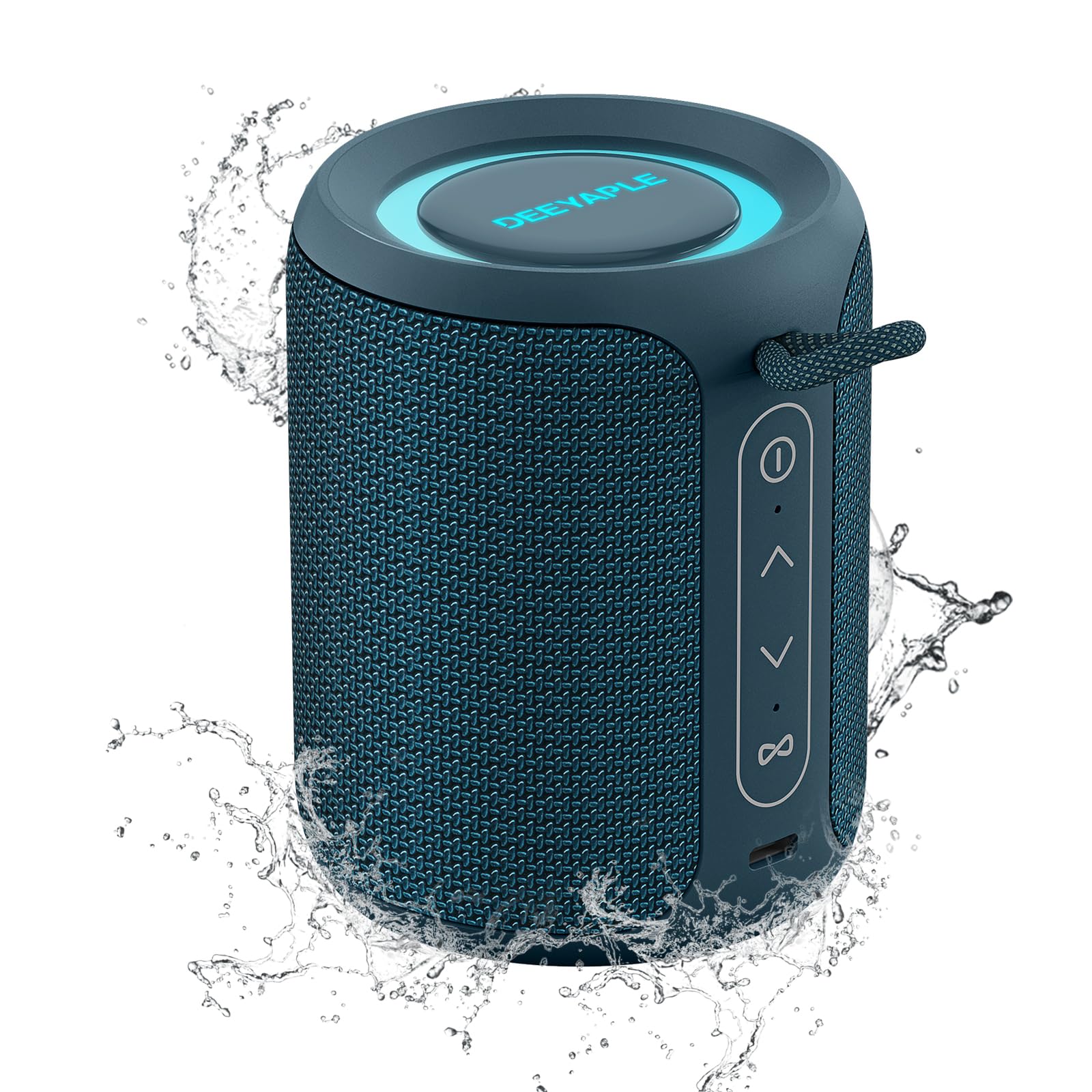 Bluetooth Speaker Wireless,IP67 Waterproof & Dustproof Portable Speaker with Lights,15W Loud Stereo Sound, 2500mAh Battery All Day Playtime, TWS Pairing, BT5.3, Home/Party/Outdoor/Beach (Blue)