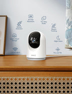 GNCC Indoor Security Camera, 2K Cameras for Home Security with Motion Detection, Baby/Pet Camera with Phone App, Night Vision, 2-Way Audio, TF/Cloud Storage, Works with Alexa & Google Home, 2.4G WiFi