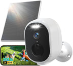 GNCC Solar Security Camera Wireless Outdoor, 2K Battery Powered Camera with Solar Panel, 5G&2.4GHz WiFi, Spotlight Color Night Vision, AI Motion Detection, Siren Alarm, Cloud/SD Storage (White-1 Pack)