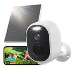 GNCC Solar Security Camera Wireless Outdoor, 2K Battery Powered Camera with Solar Panel, 5G&2.4GHz WiFi, Spotlight Color Night Vision, AI Motion Detection, Siren Alarm, Cloud/SD Storage (White-1 Pack)