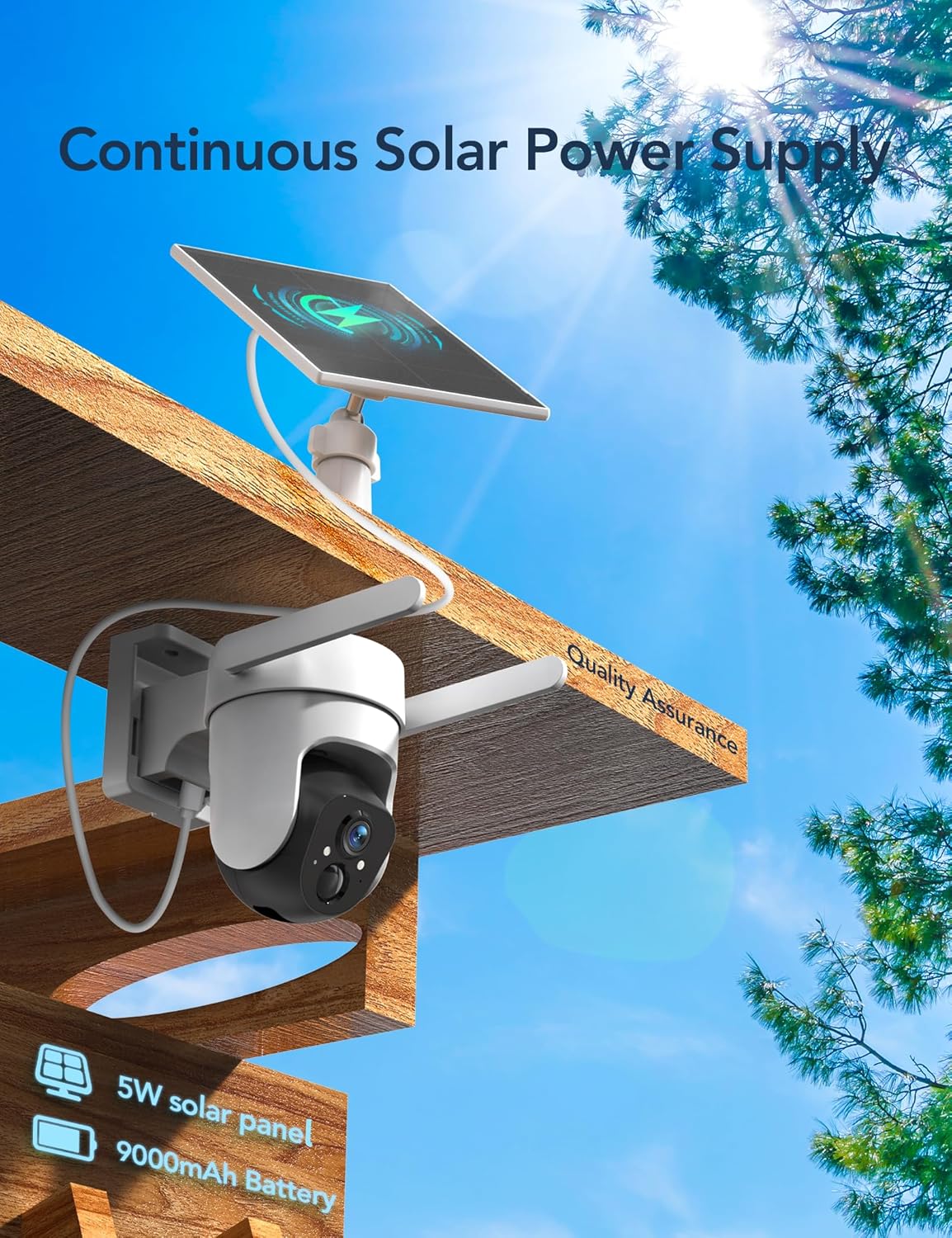 4G LTE Solar Security Camera Wireless Outdoor - SIM Card Included, No WiFi Needed, 9000mAh Battery, 2K Color Night Vision, 360° PTZ View, Off-Grid Home Security for Remote Farm, Ranch, and Job Site