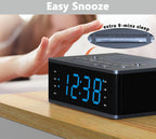 Bedroom Digital Alarm clock with FM radio, Bluetooth, Dimmable LED display screen, sleep timer, adjustable volume, dual alarm clock with on/off button, bedside alarm clock for adults, the elderly and children iTOMA 515
