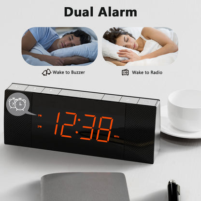 Alarm Clocks Radio with wireless connection, FM Radio, Dual Alarm with Snooze, USB Charging, Auto and Manual Dimmer, Clock for Bedside iTOMA 503A