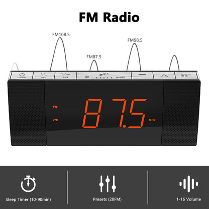 Alarm Clocks Radio with wireless connection, FM Radio, Dual Alarm with Snooze, USB Charging, Auto and Manual Dimmer, Clock for Bedside iTOMA 503A