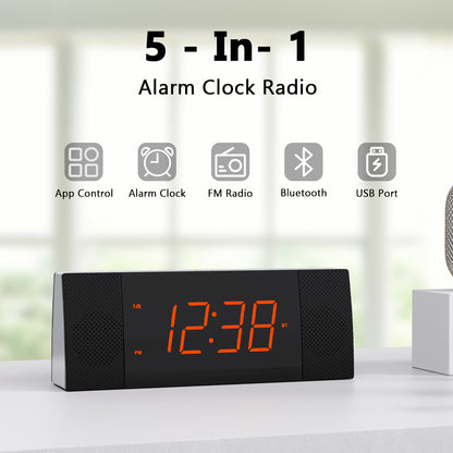 Alarm Clocks Radio with wireless connection, FM Radio, Dual Alarm with Snooze, USB Charging, Auto and Manual Dimmer, Clock for Bedside iTOMA 503A