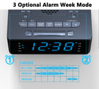 Bedroom Digital Alarm clock with FM radio, Bluetooth, Dimmable LED display screen, sleep timer, adjustable volume, dual alarm clock with on/off button, bedside alarm clock for adults, the elderly and children iTOMA 515